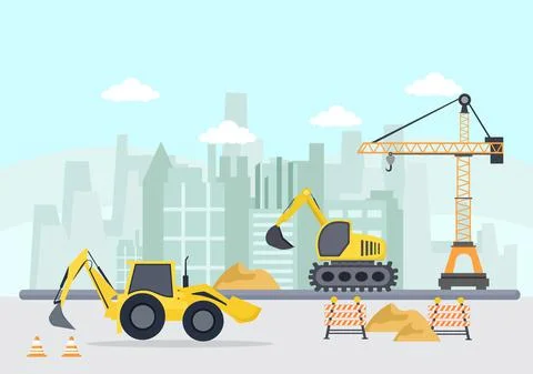 Construction of Building Vector illustration. Architecture Makes Foundation,  Stock Illustration
