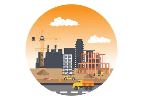 Construction of Building Vector illustration. Architecture Makes Foundation,  Stock Illustration