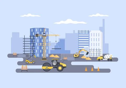 Construction of Building Vector illustration. Architecture Makes Foundation,  Stock Illustration