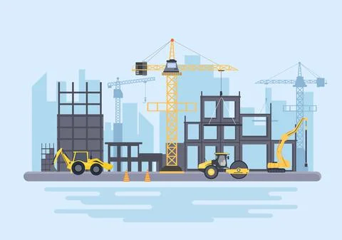 Construction of Building Vector illustration. Architecture Makes Foundation,  Stock Illustration