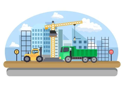 Construction of Building Vector illustration. Architecture Makes Foundation,  Stock Illustration