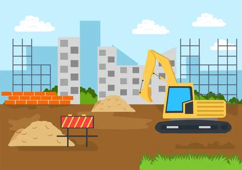 Construction of Building Vector illustration. Architecture Makes Foundation,  Stock Illustration
