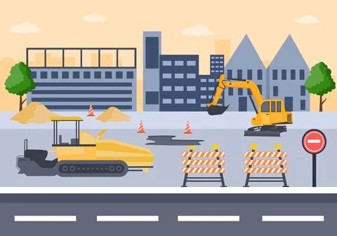 Construction of Building Vector illustration. Architecture Makes Foundation,  Stock Illustration