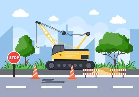 Construction of Building Vector illustration. Architecture Makes Foundation,  Stock Illustration