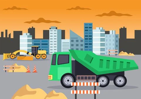 Construction of Building Vector illustration. Architecture Makes Foundation,  Stock Illustration