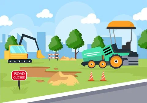 Construction of Building Vector illustration. Architecture Makes Foundation,  イラスト素材