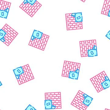 Construction building vector seamless pattern line Stock Illustration