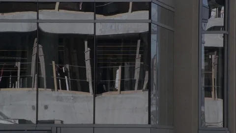 Construction Building Window Reflections Stock Footage 81227922
