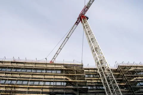 Construction building work on road side with blue sky . 06.04.2023 vienna, .. Stock Photos