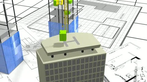 Construction of buildings view from helicopter Stock Footage 12122595