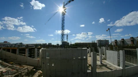 Construction the building.Time lapse. Stock Footage