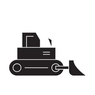 Construction bulldozer black vector concept icon. Construction bulldozer flat イラスト素材