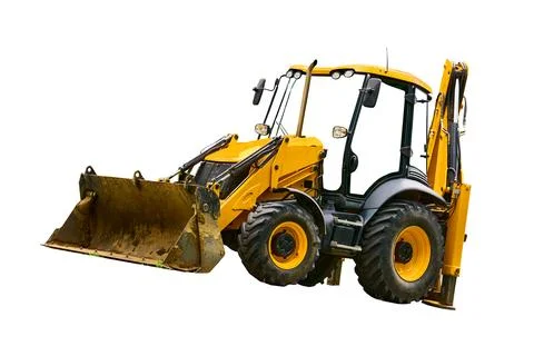 Construction bulldozer with loading bucket Stock Illustration