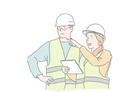 Construction, business, engineering, project plan concept. Stock Illustration