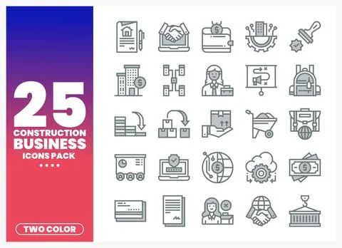 Construction business icons pack with design elements. Stock Illustration