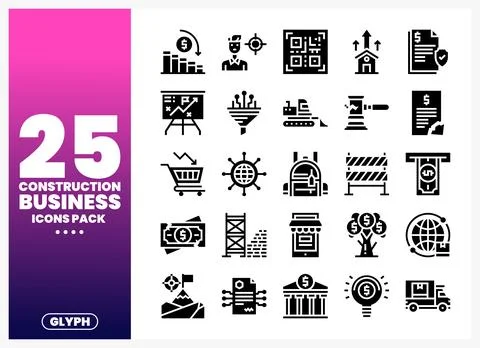 Construction Business Icons Pack for digital use Stock Illustration