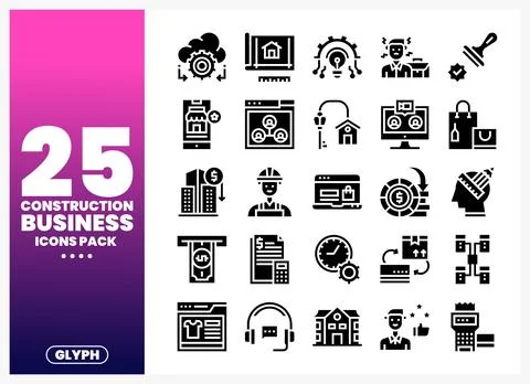 Construction Business Icons Pack featuring architecture. finance. and proje.. イラスト素材