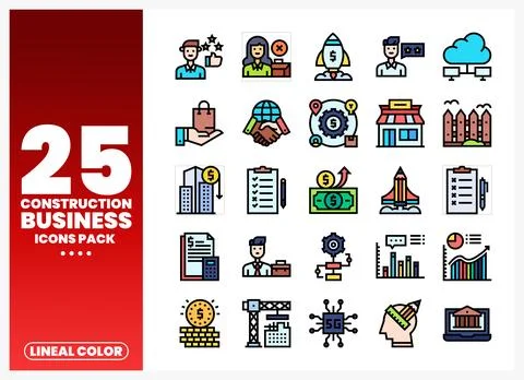 Construction business icons pack featuring a variety of professional roles .. Stock Illustration