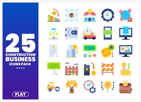 Construction Business Icons Pack Stock Illustration