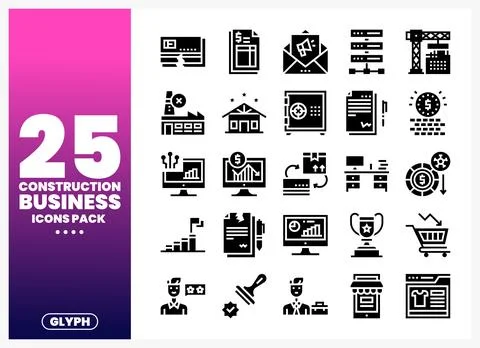 Construction Business Icons Pack Stock-Illustration