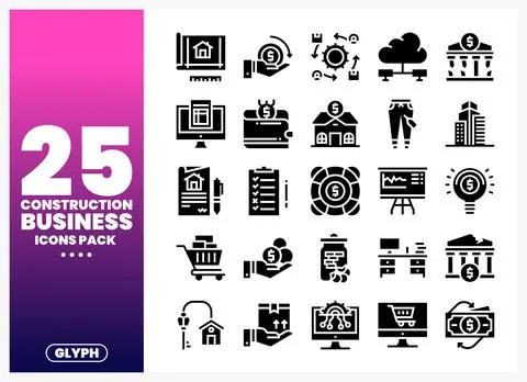 Construction Business Icons Pack Stock-Illustration