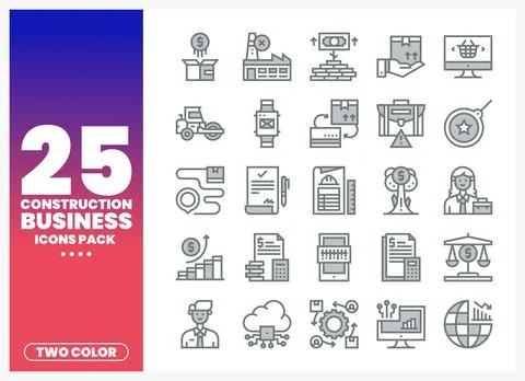 Construction Business Icons Pack Stock Illustration