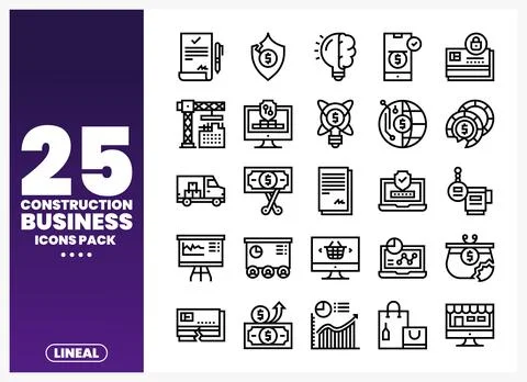 Construction Business Icons Pack Stock Illustration