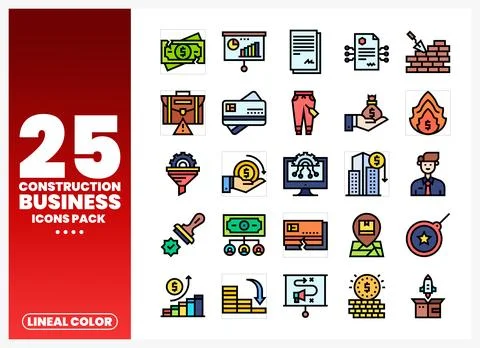 Construction Business Icons Pack Stock Illustration