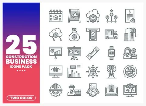 Construction Business Icons Pack Set Stock Illustration