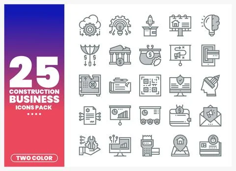 Construction business icons pack. two-color graphics. financial and buildin.. Stock Illustration