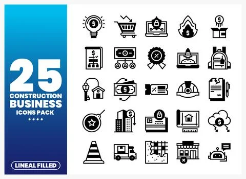 Construction business icons pack. Vector illustration of financial. securit.. Stock Illustration