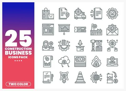 Construction Business Icons Pack. a versatile toolkit for industry professi.. Stock Illustration