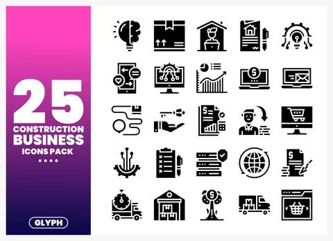 Construction Business Icons Pack for Website Stock Illustration