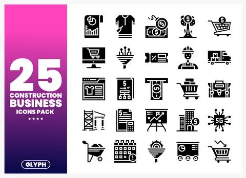 Construction business icons pack on white background イラスト素材