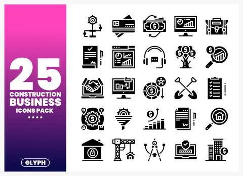 Construction business icons set on white background Stock Illustration