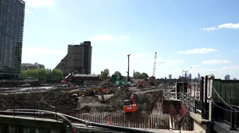 Construction Canary Wharf Stock Footage 50360764