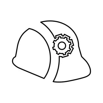 Construction, cap, work outline icon. Line art design. Stock Illustration