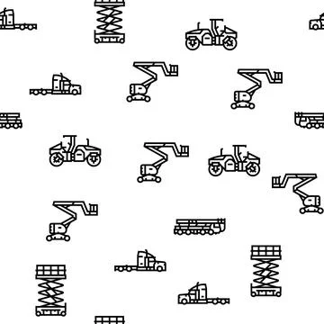 Construction car vehicle tractor vector seamless pattern Illustrazione stock