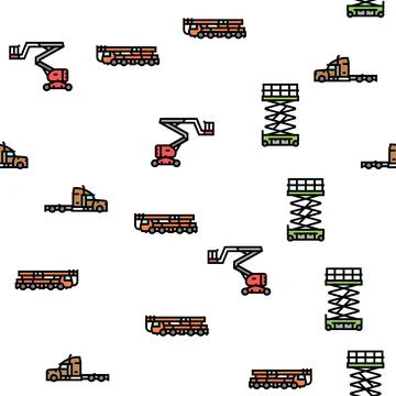 Construction car vehicle tractor vector seamless pattern Stock Illustration