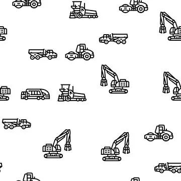 Construction car vehicle tractor vector seamless pattern Illustrazione stock