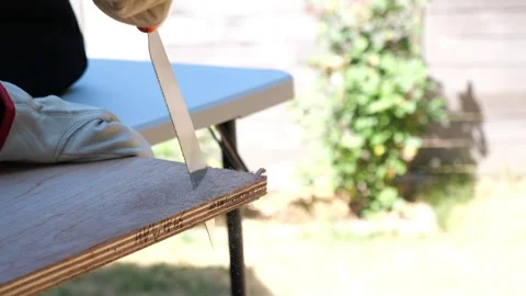 Construction carpenter worker using saws and power tools to get the job done Vidéo 279860435