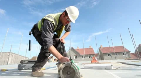 Construction. Carpenter working on construction site. Stock-Footage 8996154