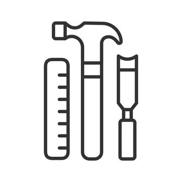 Construction carpentry tools, icon in line design. Tools, construction Stock Illustration