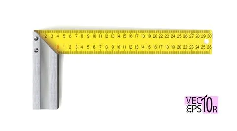 Construction carpentry triangle or steel square tool isolated on a white Stock Illustration