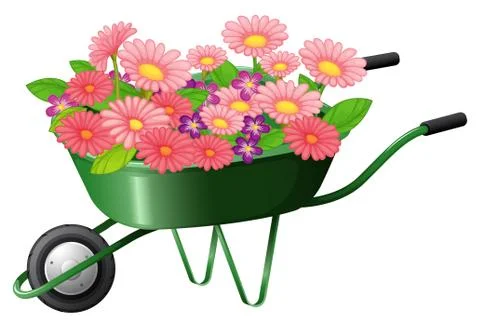 A construction cart with lots of flowers Illustration