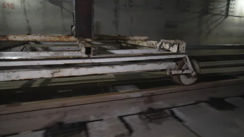 Construction cart rolls smoothly along metro rails Stock Footage 310230970