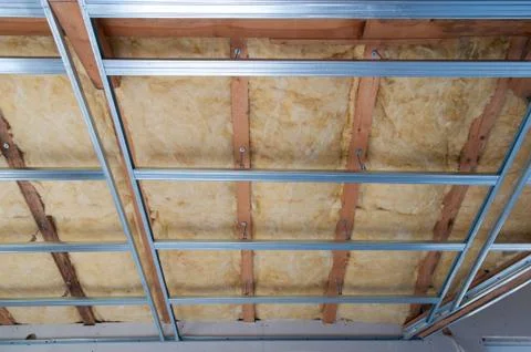 Construction of ceiling insulation Foto stock