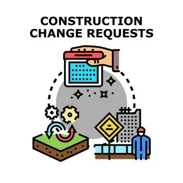 Construction change requests documenting project modifications Stock Illustration