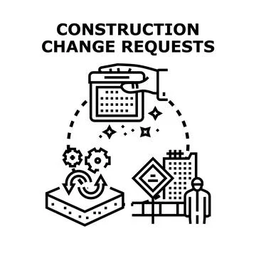 Construction change requests documenting project modifications Stock Illustration