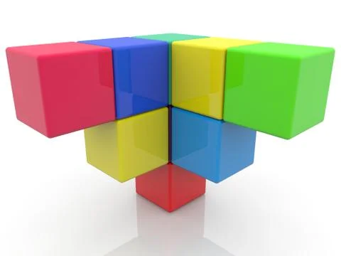 Construction of colorful toy cubes Stock Illustration